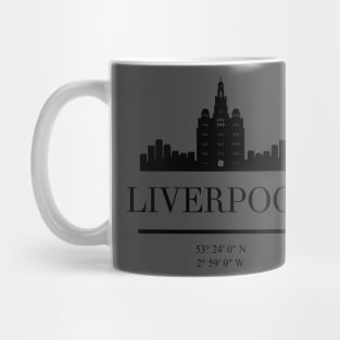 LIVERPOOL ENGLAND BLACK SILHOUETTE SKYLINE ART Mug